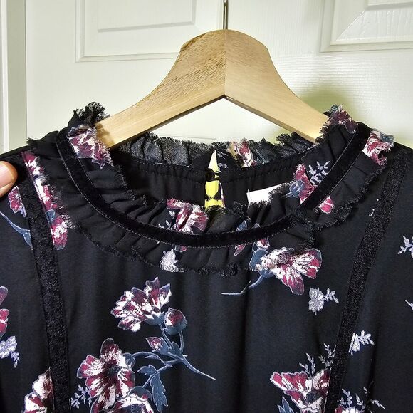 June & Hudson Dark Floral Print Prairie Dress Size Large Whimsygoth - Picture 2 of 11